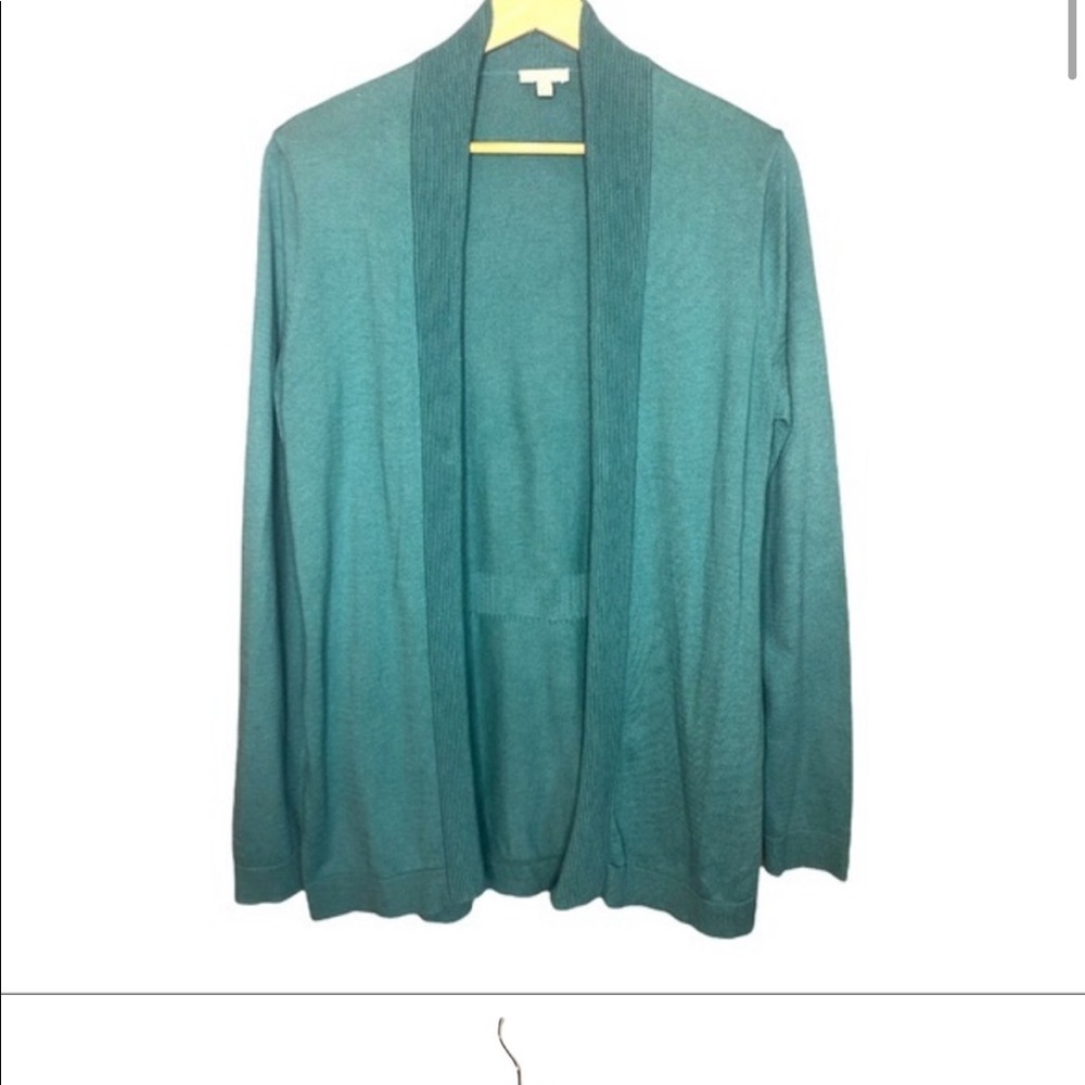 Talbots factory open ribbed teal cardigan size medium